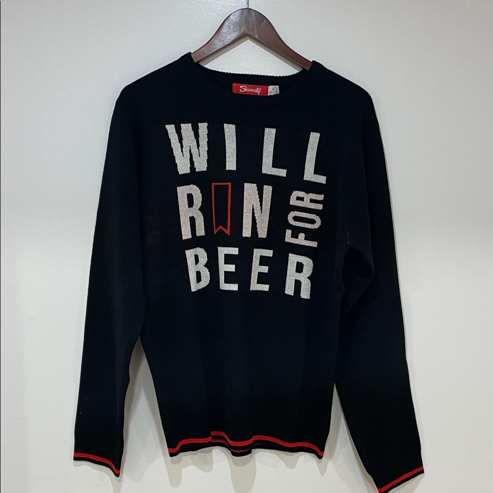 Men’s Michelob Will Run For Beer acrylic sweater medium NWOT